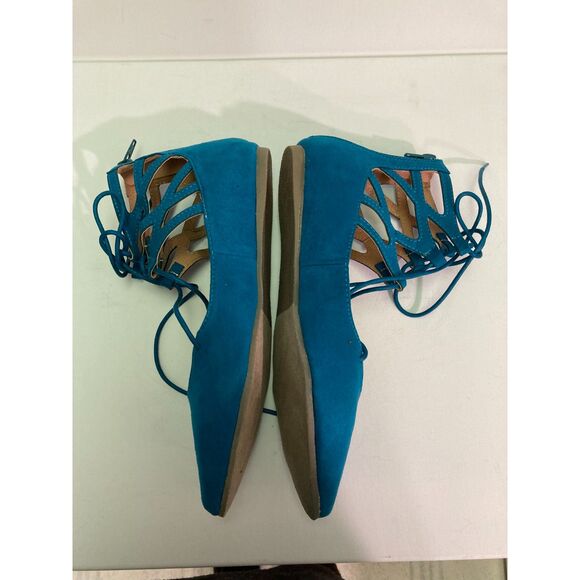 NIB Liliana Turquoise Tie Up Flat Sz 7 - Picture 2 of 7